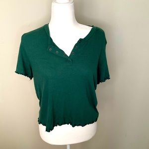 AEO Forrest Green Ribbed Babydoll Tee